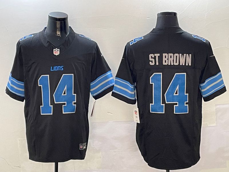Men Detroit Lions #14 St Brown Black three generations 2024 Nike Limited NFL Jersey style 0102->cincinnati bengals->NFL Jersey